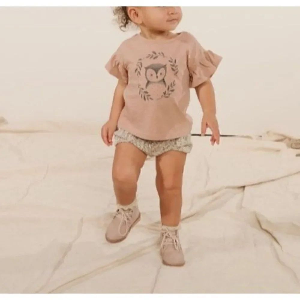 NWT! Rylee + Cru Owl Flutter Tee, Size 3-6M